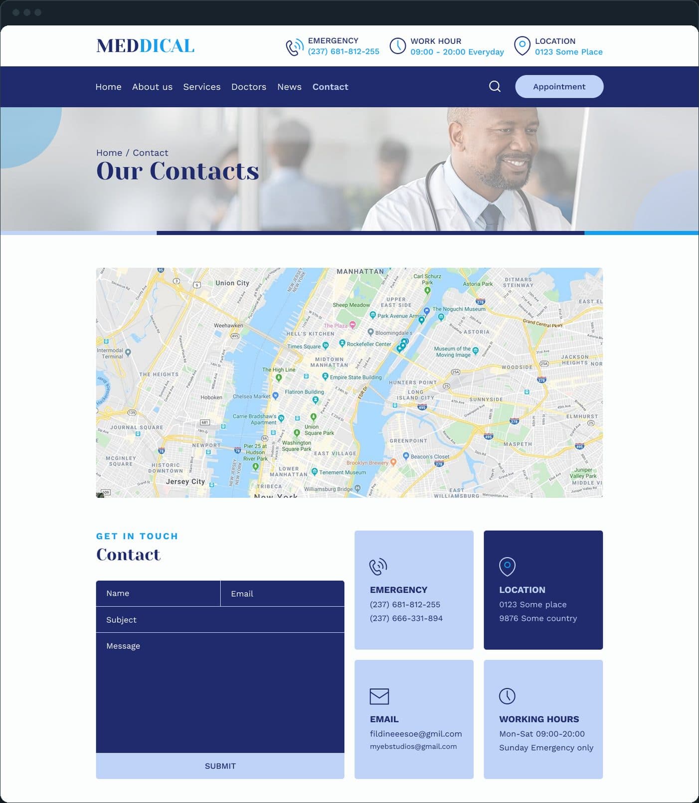 Doctors' clinic website: What about news and contact?