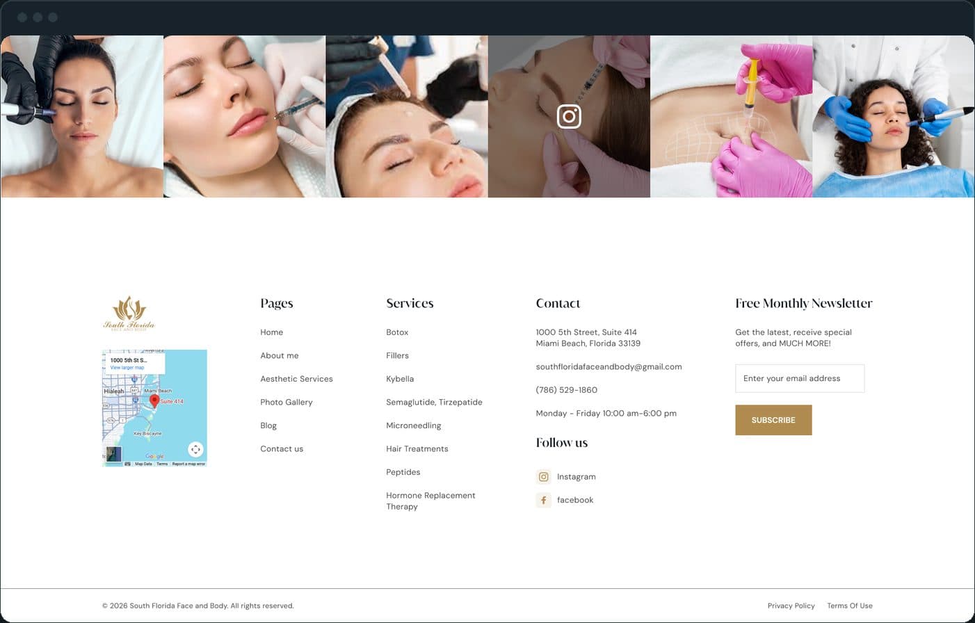 South Florida Face and Body: How does the page end?